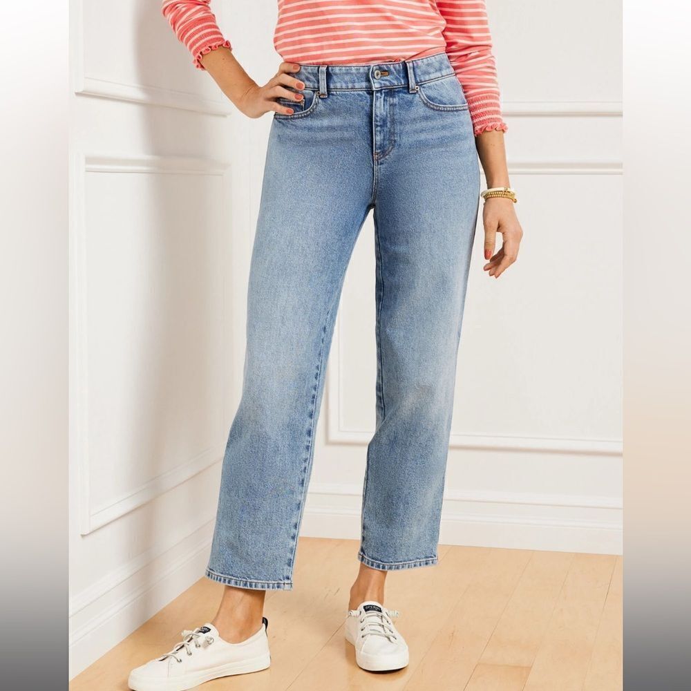 TALBOTS SIZE 16 high waist rise straight leg ankle jean jeans denim pants